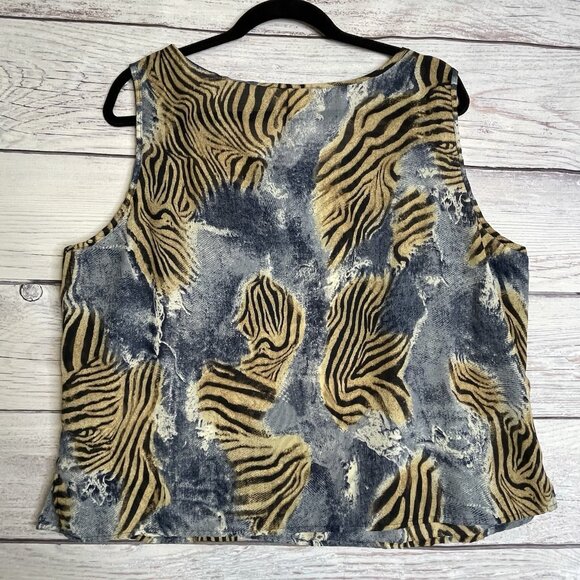 Covington Woman’s Blouse & Tank Set Size XL Blue Animal Print Safari Office Work - Picture 5 of 16